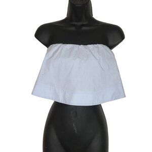 WILFRED Light Blue 100% Cotton Tube Top With Ruffles Over The Top Size XS